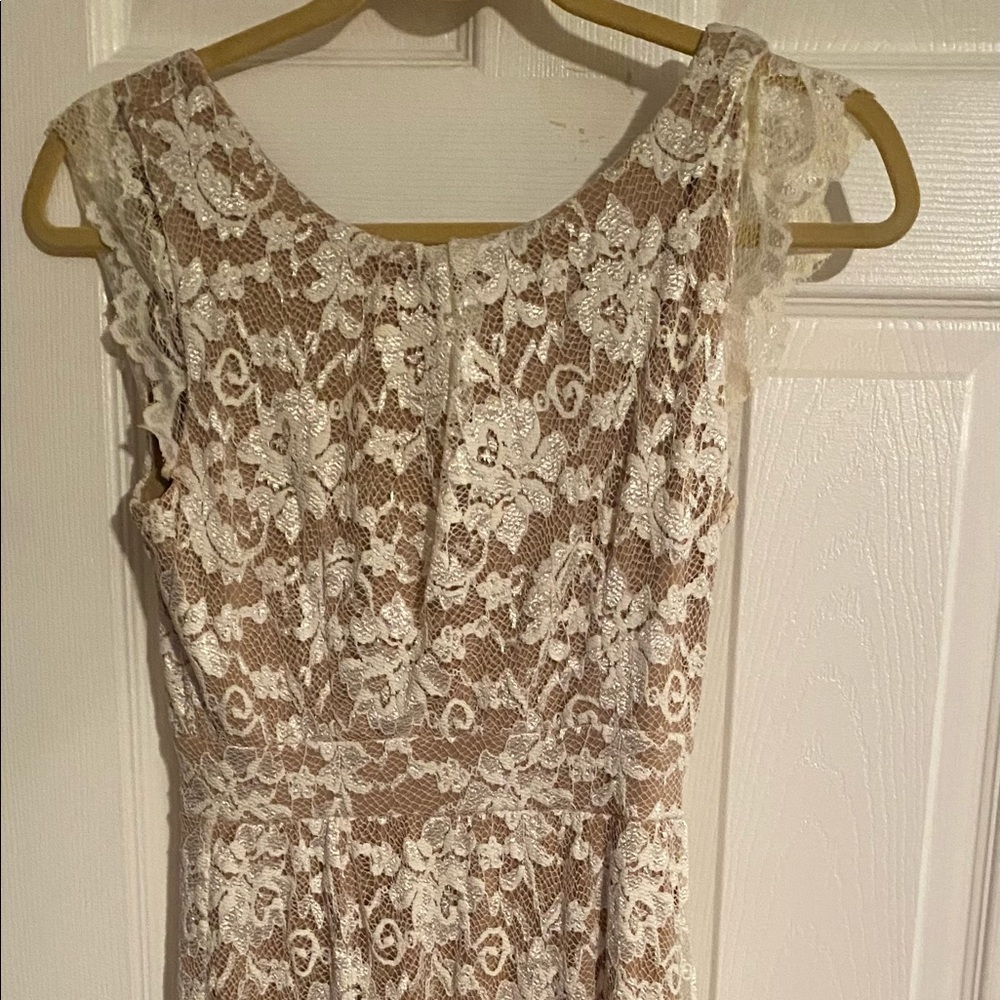ABS white lace and cream underlay dress size 2.